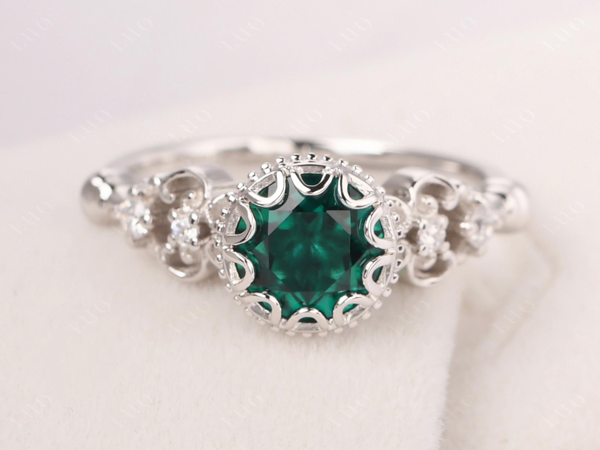 Art Deco Vintage Inspired Emerald Ring - LUO Jewelry