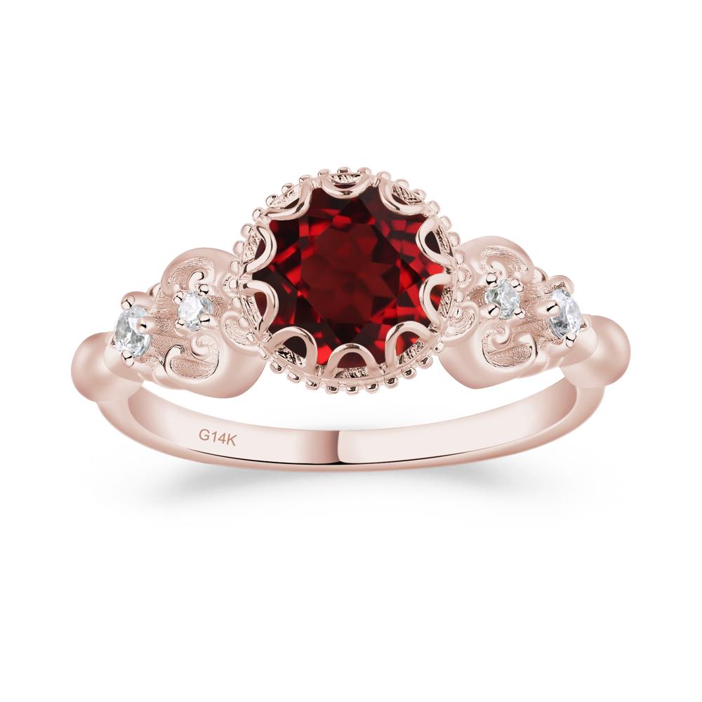 Art Deco Vintage Inspired Garnet Ring - LUO Jewelry #metal_14k rose gold