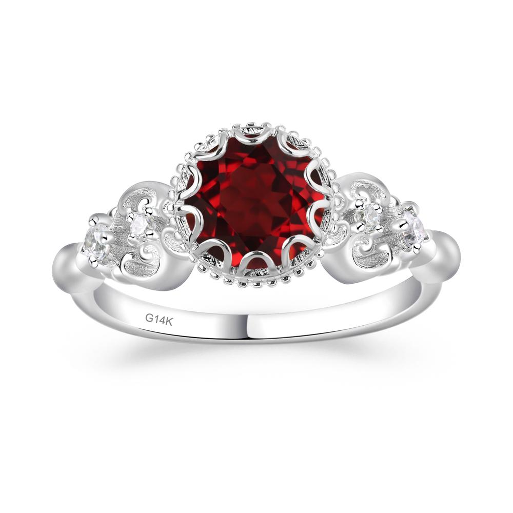 Art Deco Vintage Inspired Garnet Ring - LUO Jewelry #metal_14k white gold