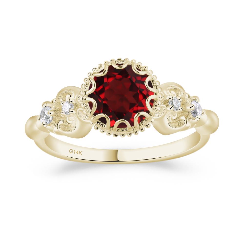 Art Deco Vintage Inspired Garnet Ring - LUO Jewelry #metal_14k yellow gold