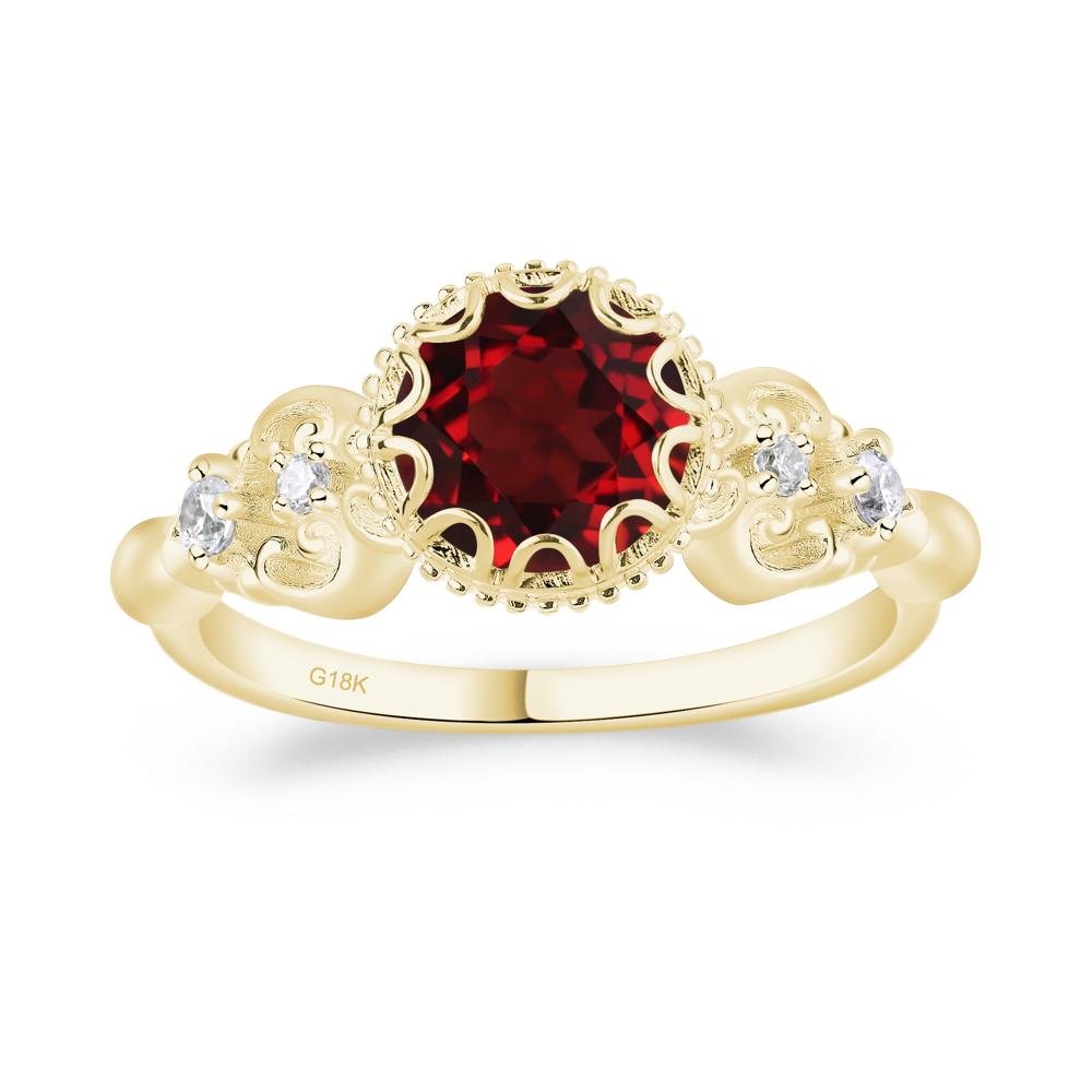 Art Deco Vintage Inspired Garnet Ring - LUO Jewelry #metal_18k yellow gold