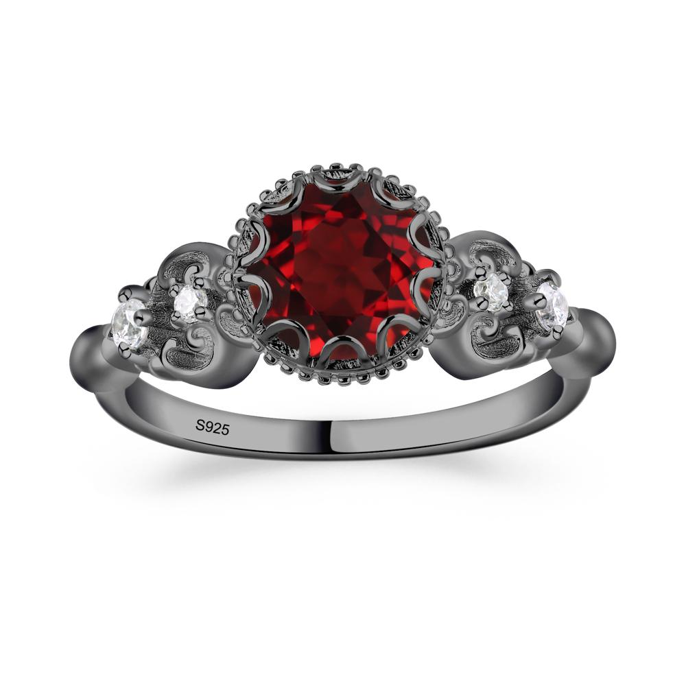 Art Deco Vintage Inspired Garnet Ring - LUO Jewelry #metal_black finish sterling silver