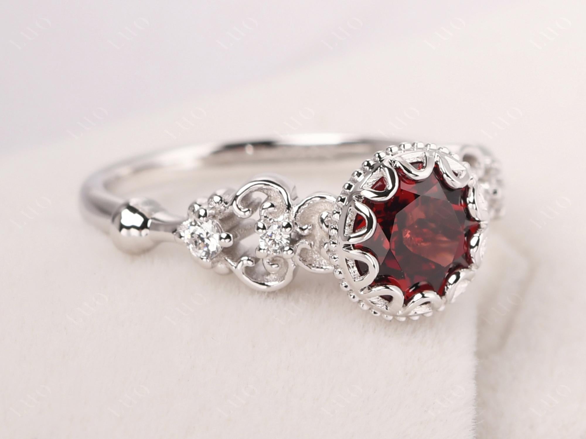 Art Deco Vintage Inspired Garnet Ring - LUO Jewelry