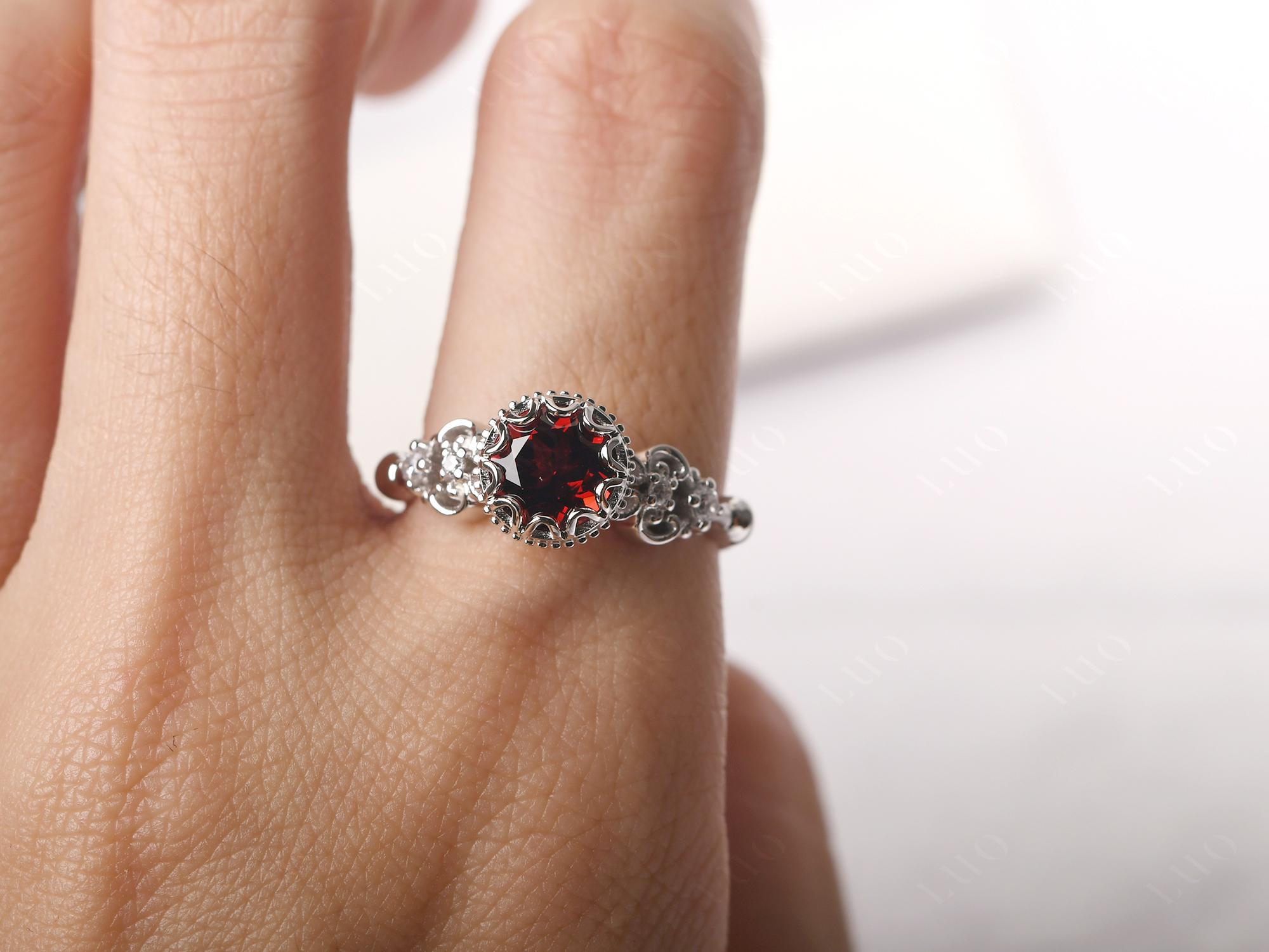 Art Deco Vintage Inspired Garnet Ring - LUO Jewelry