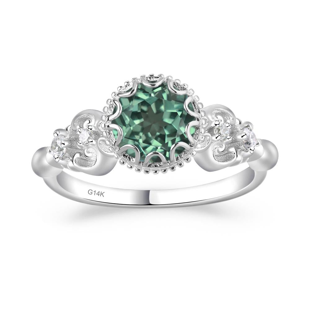 Art Deco Vintage Inspired Green Sapphire Ring - LUO Jewelry #metal_14k white gold