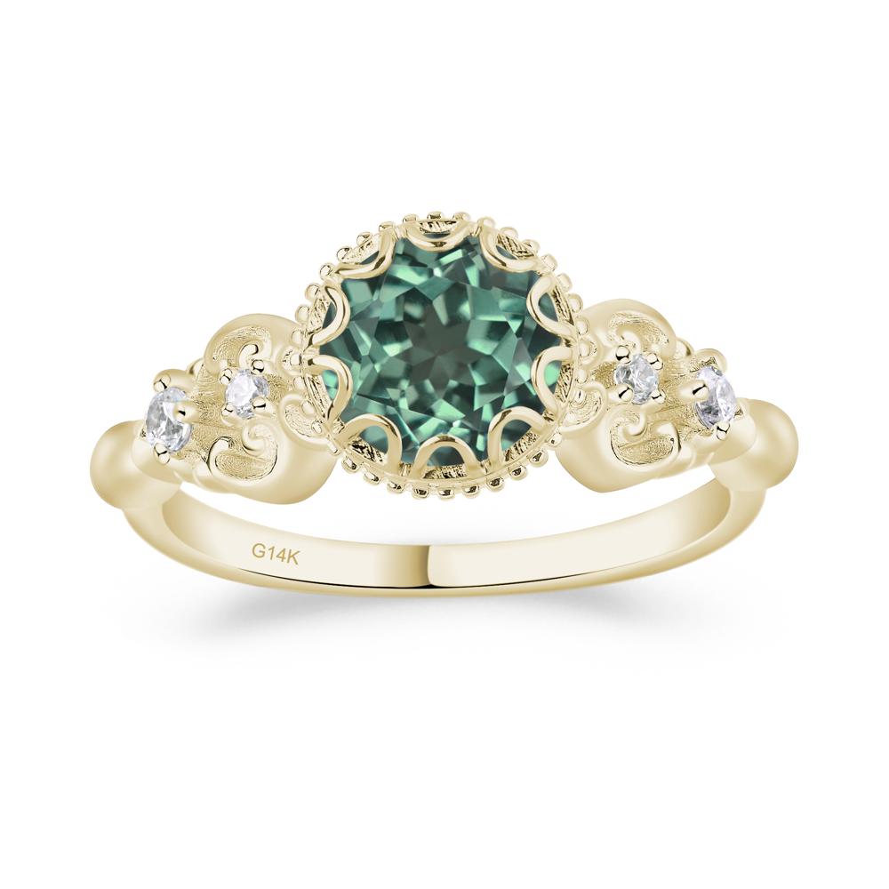Art Deco Vintage Inspired Green Sapphire Ring - LUO Jewelry #metal_14k yellow gold