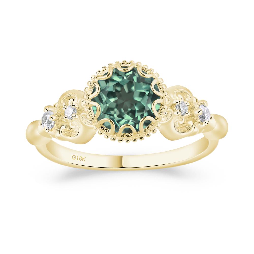 Art Deco Vintage Inspired Green Sapphire Ring - LUO Jewelry #metal_18k yellow gold