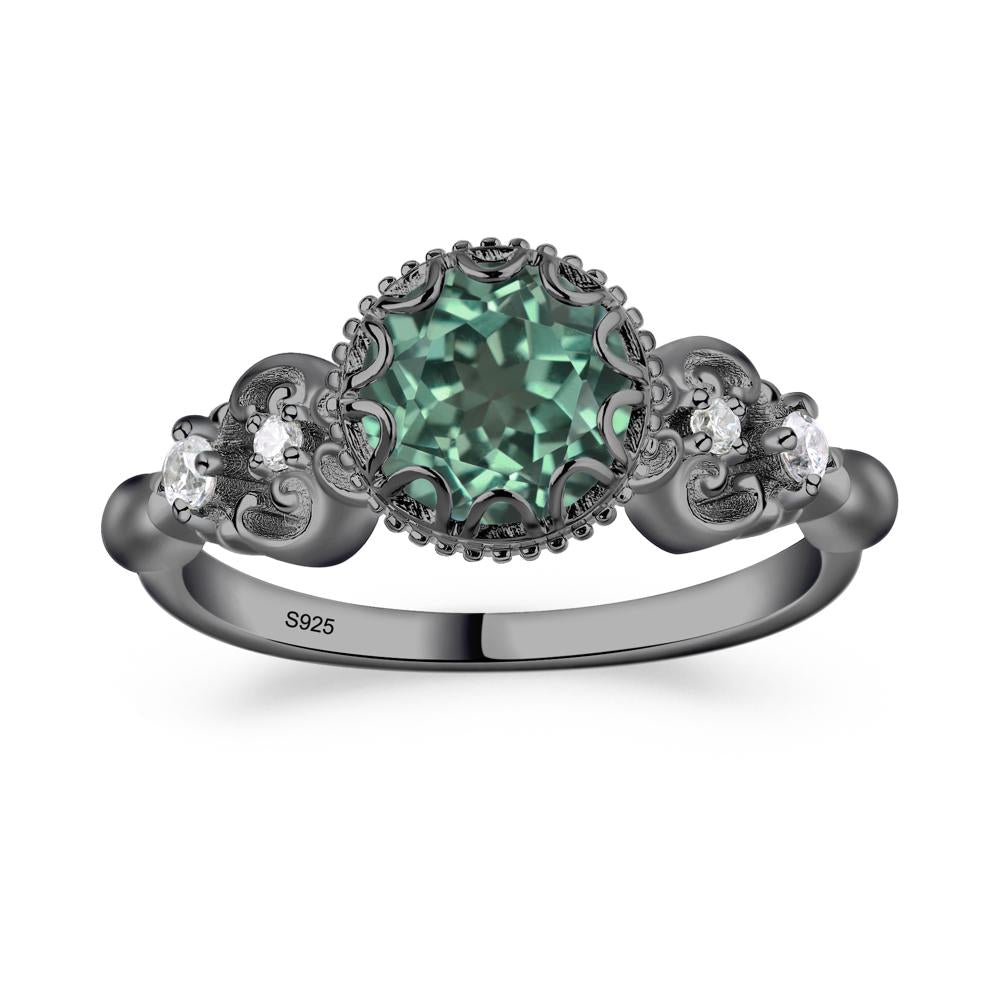 Art Deco Vintage Inspired Green Sapphire Ring - LUO Jewelry #metal_black finish sterling silver