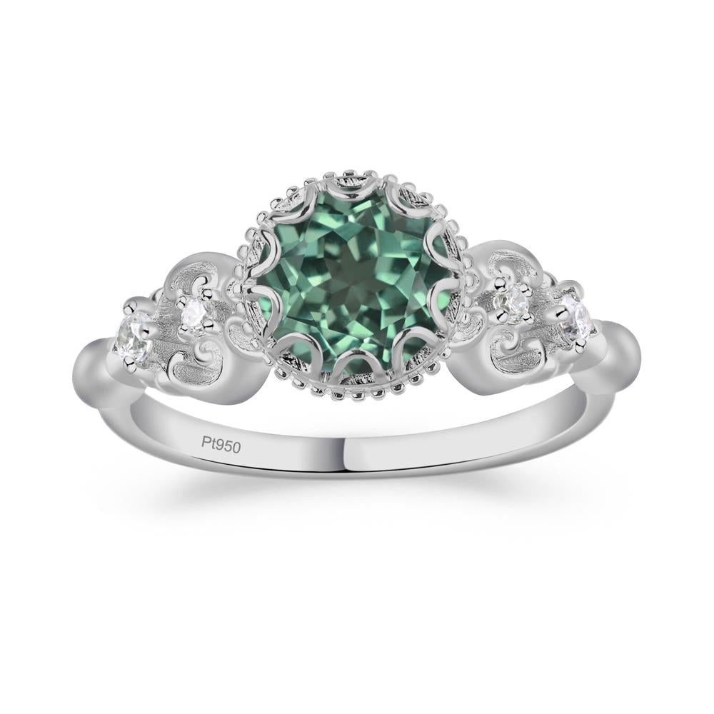 Art Deco Vintage Inspired Green Sapphire Ring - LUO Jewelry #metal_platinum
