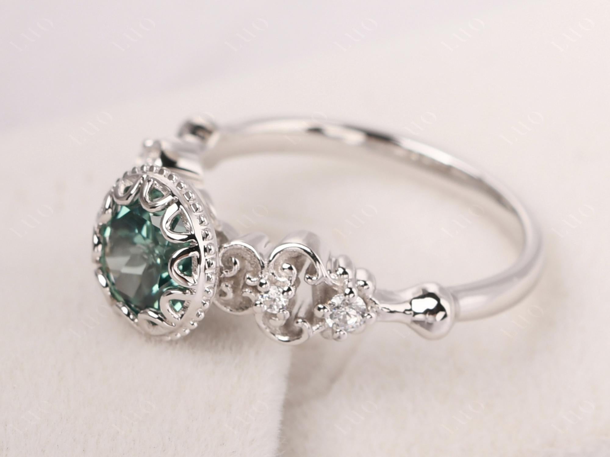 Art Deco Vintage Inspired Green Sapphire Ring - LUO Jewelry