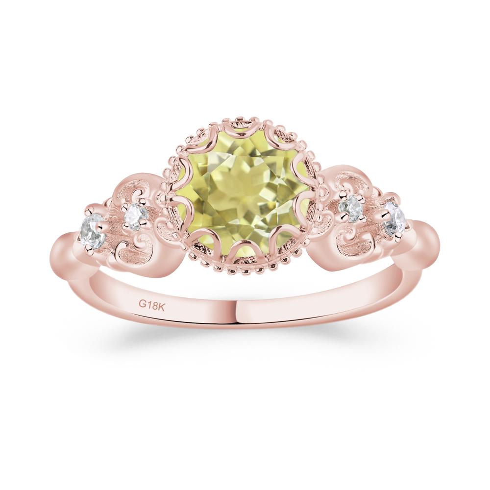Art Deco Vintage Inspired Lemon Quartz Ring - LUO Jewelry #metal_18k rose gold