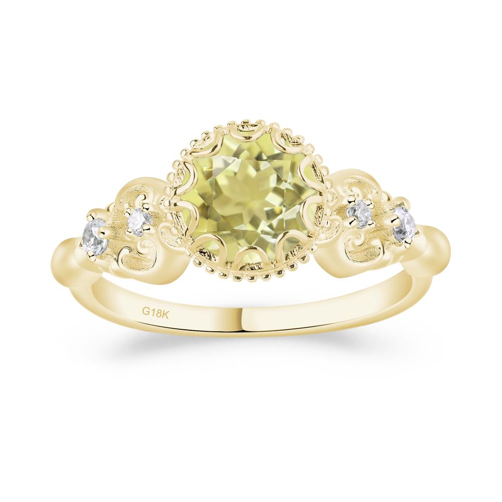 Art Deco Vintage Inspired Lemon Quartz Ring - LUO Jewelry #metal_18k yellow gold