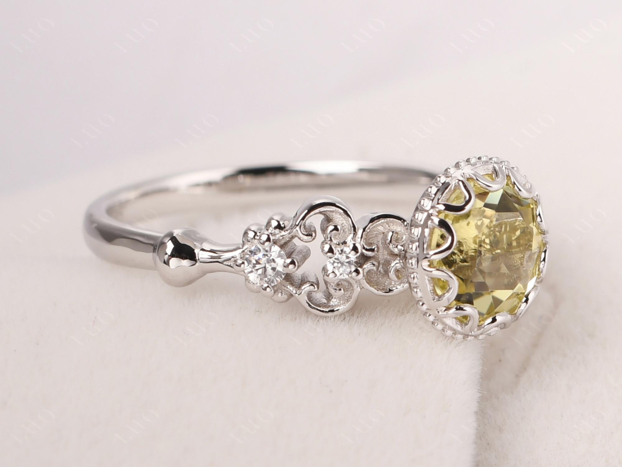 Art Deco Vintage Inspired Lemon Quartz Ring - LUO Jewelry