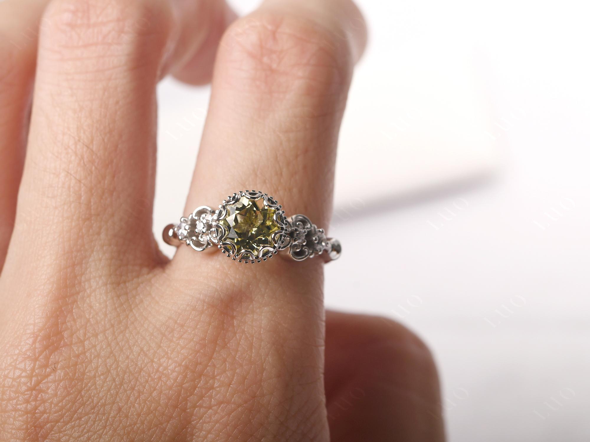 Art Deco Vintage Inspired Lemon Quartz Ring - LUO Jewelry