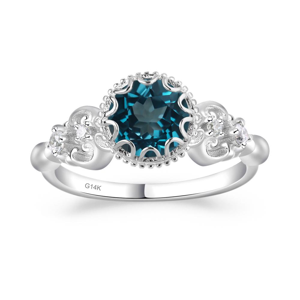 Art Deco Vintage Inspired London Blue Topaz Ring - LUO Jewelry #metal_14k white gold