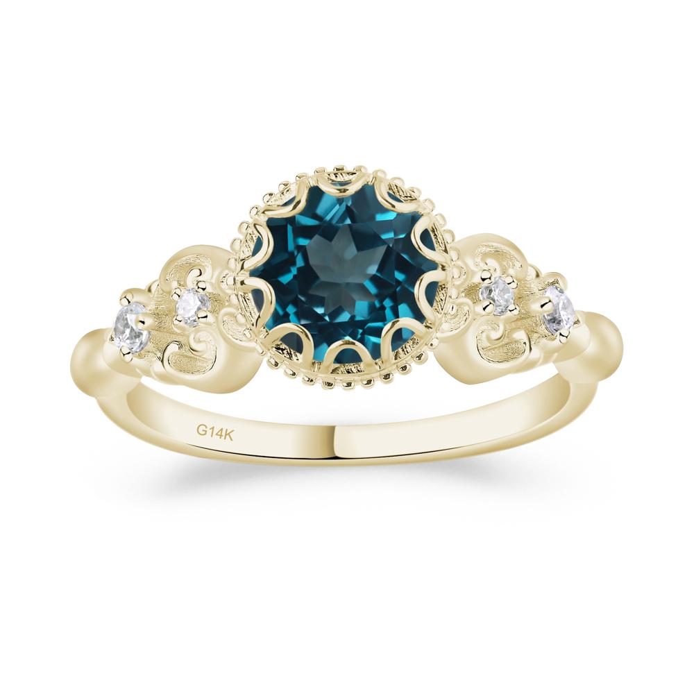 Art Deco Vintage Inspired London Blue Topaz Ring - LUO Jewelry #metal_14k yellow gold