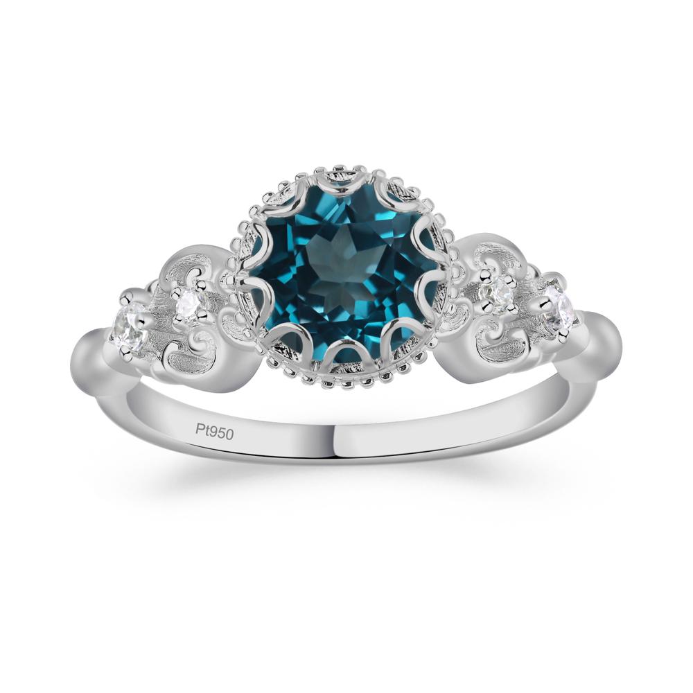 Art Deco Vintage Inspired London Blue Topaz Ring - LUO Jewelry #metal_platinum