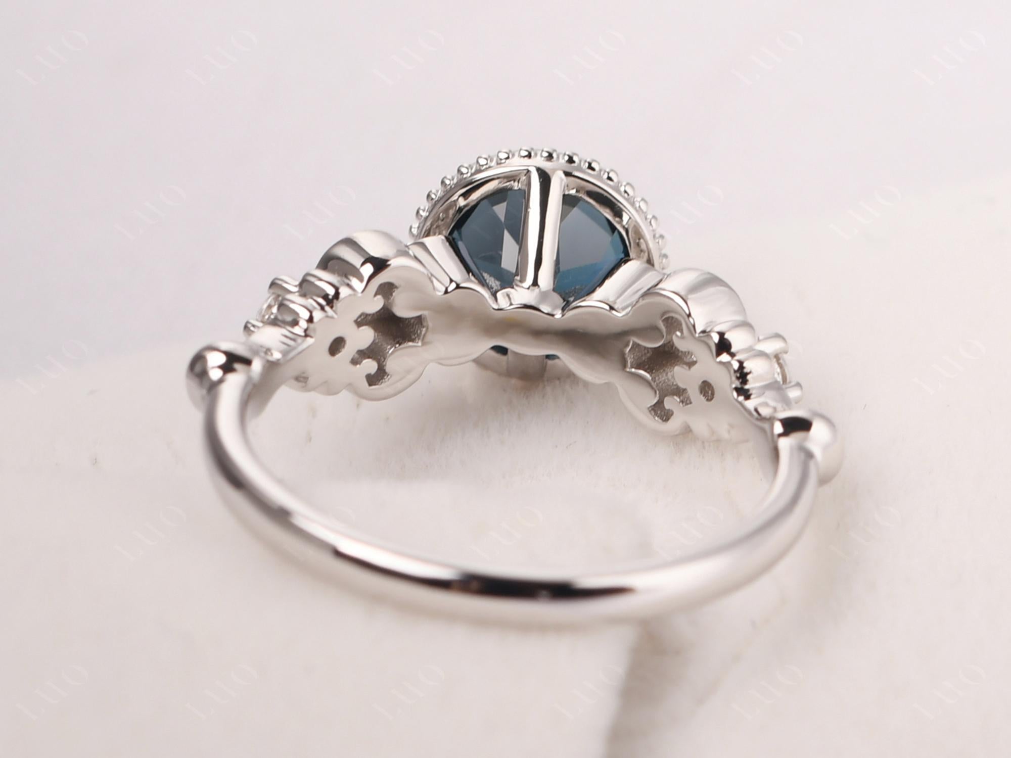 Art Deco Vintage Inspired London Blue Topaz Ring - LUO Jewelry