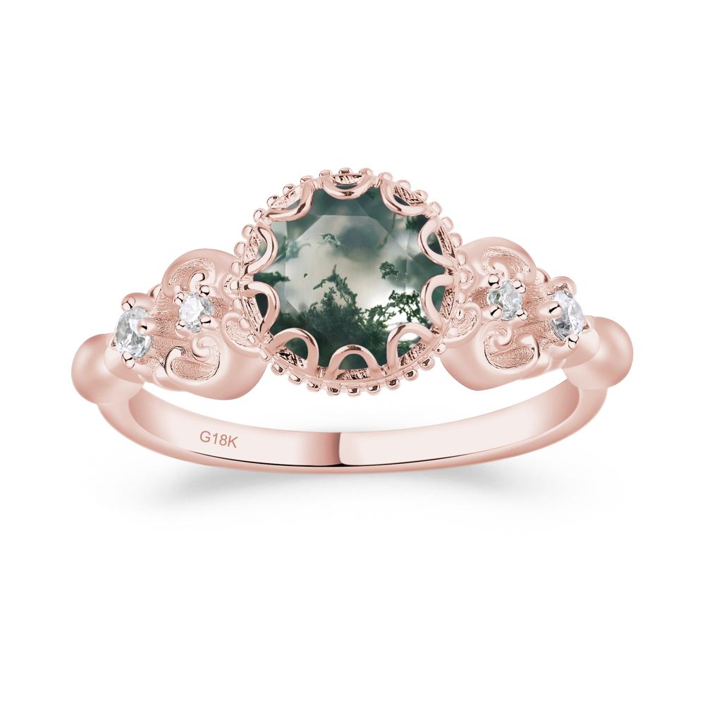 Art Deco Vintage Inspired Moss Agate Ring - LUO Jewelry #metal_18k rose gold