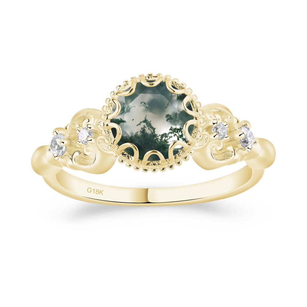 Art Deco Vintage Inspired Moss Agate Ring - LUO Jewelry #metal_18k yellow gold