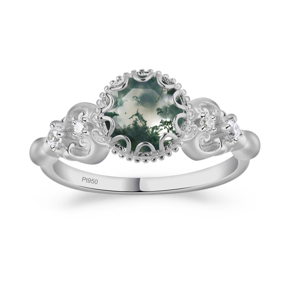 Art Deco Vintage Inspired Moss Agate Ring - LUO Jewelry #metal_platinum