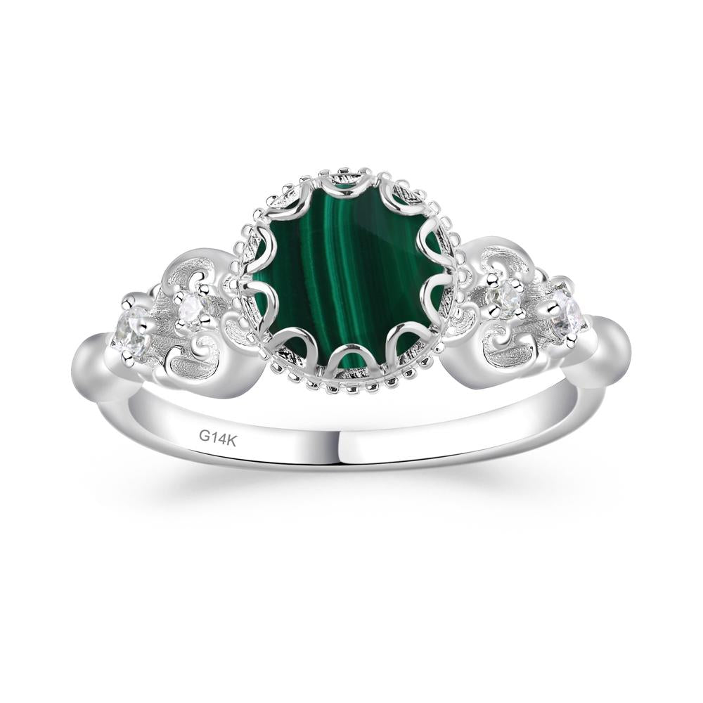 Art Deco Vintage Inspired Malachite Ring - LUO Jewelry #metal_14k white gold