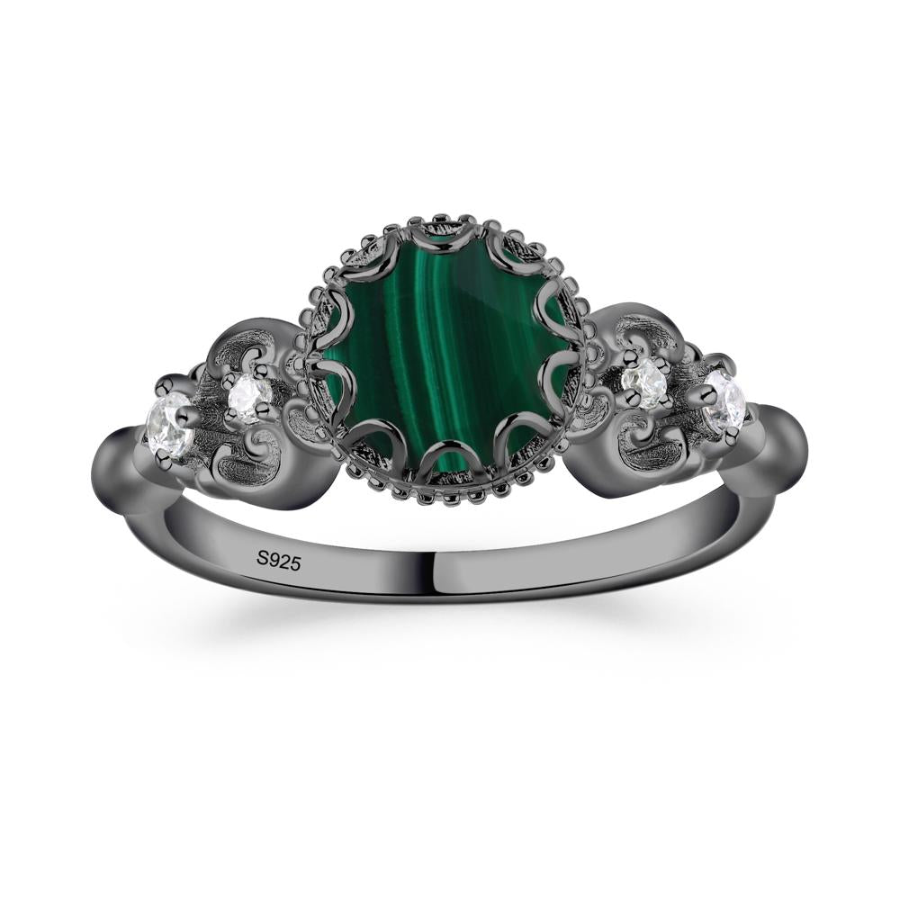 Art Deco Vintage Inspired Malachite Ring - LUO Jewelry #metal_black finish sterling silver