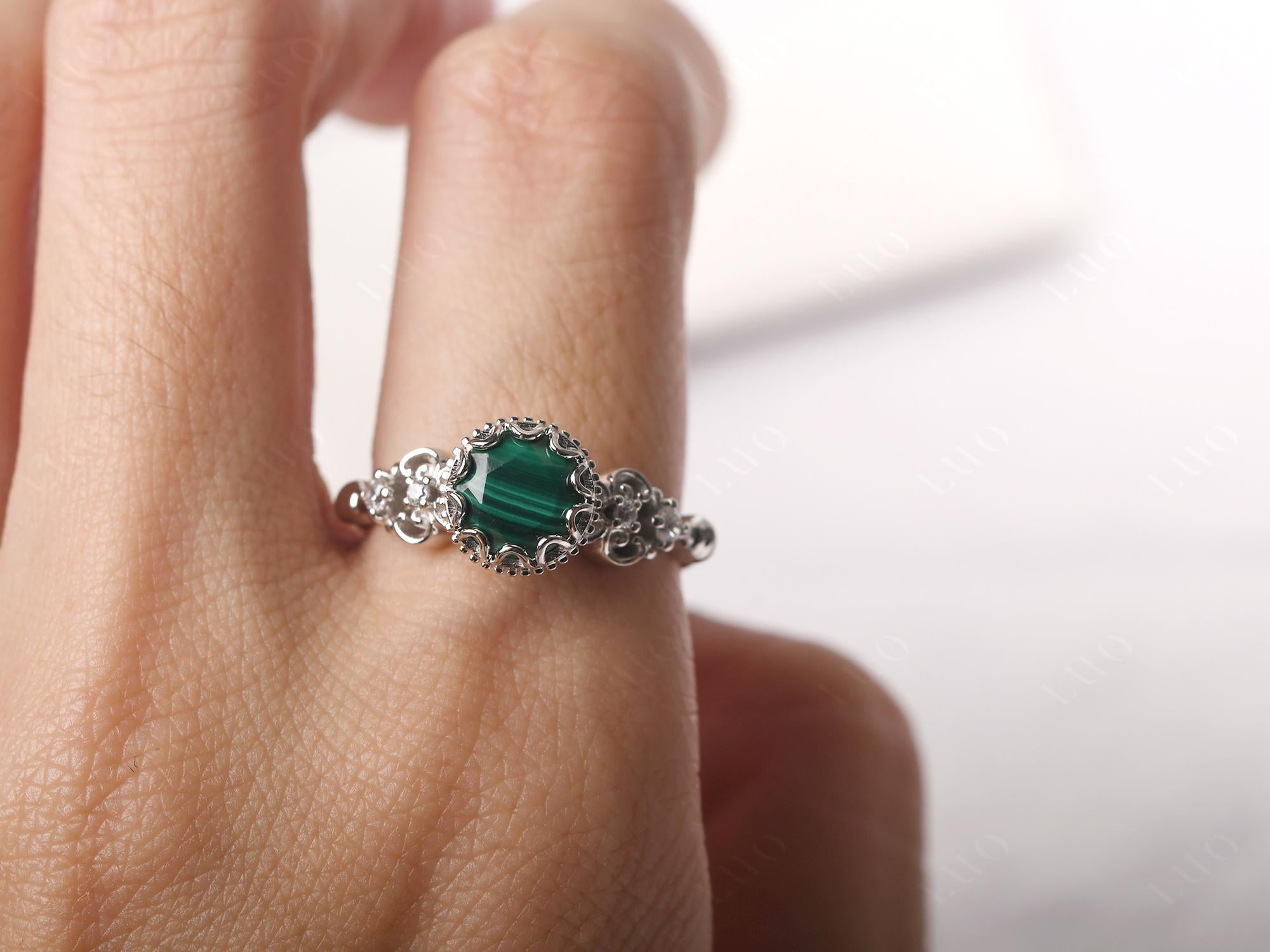 Art Deco Vintage Inspired Malachite Ring - LUO Jewelry