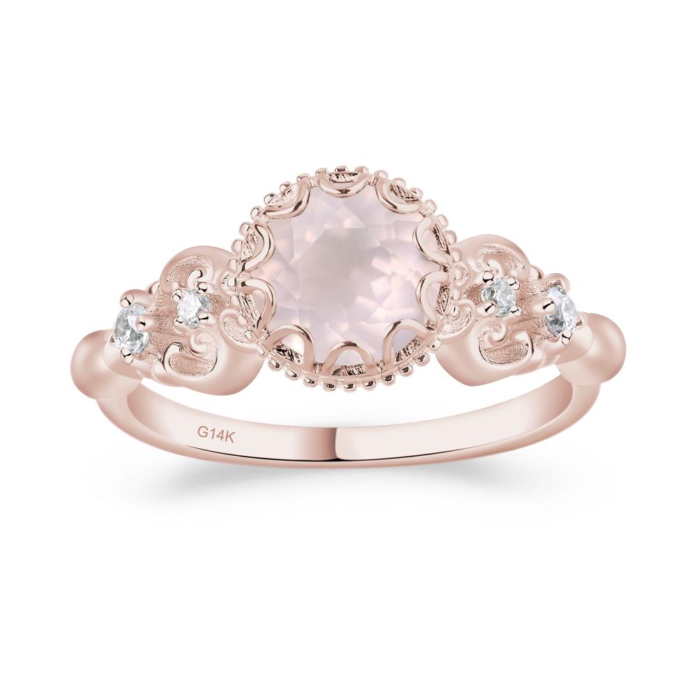 Art Deco Vintage Inspired Rose Quartz Ring - LUO Jewelry #metal_14k rose gold