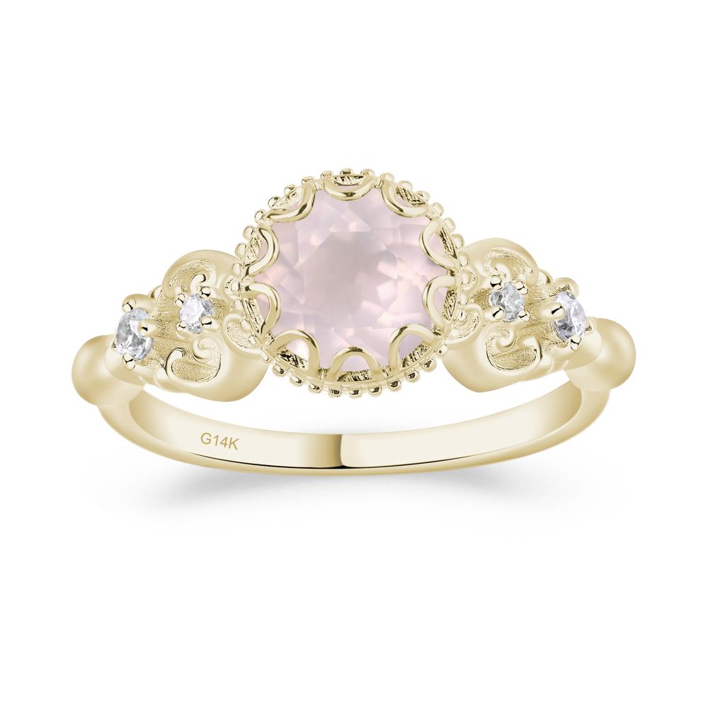 Art Deco Vintage Inspired Rose Quartz Ring - LUO Jewelry #metal_14k yellow gold