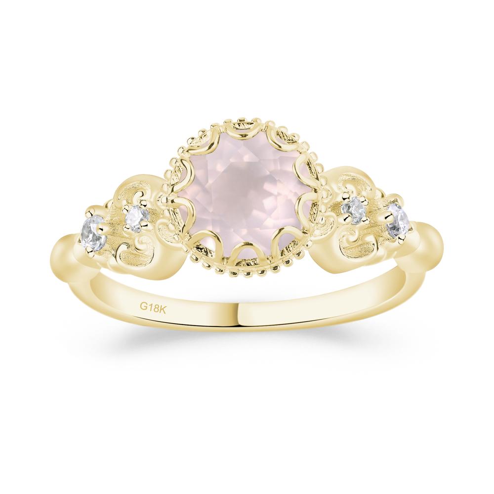 Art Deco Vintage Inspired Rose Quartz Ring - LUO Jewelry #metal_18k yellow gold
