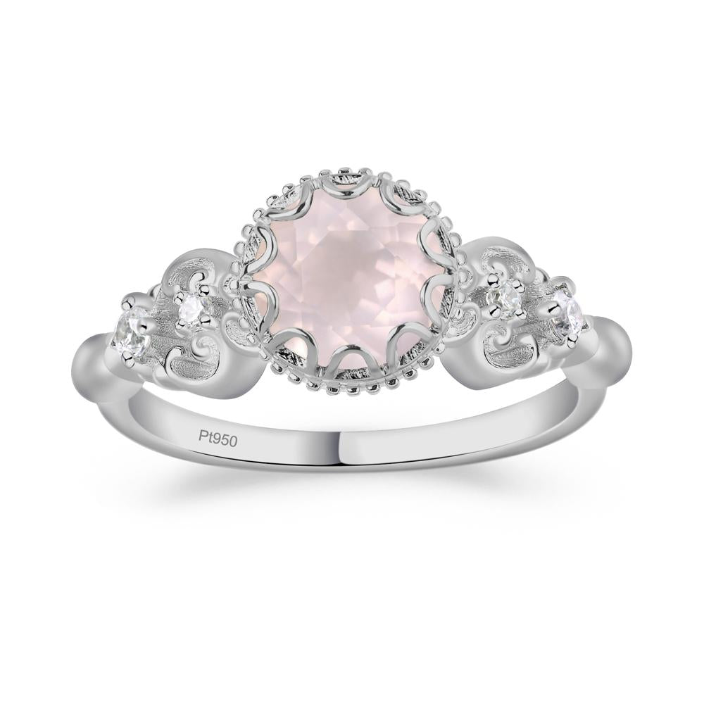 Art Deco Vintage Inspired Rose Quartz Ring - LUO Jewelry #metal_platinum