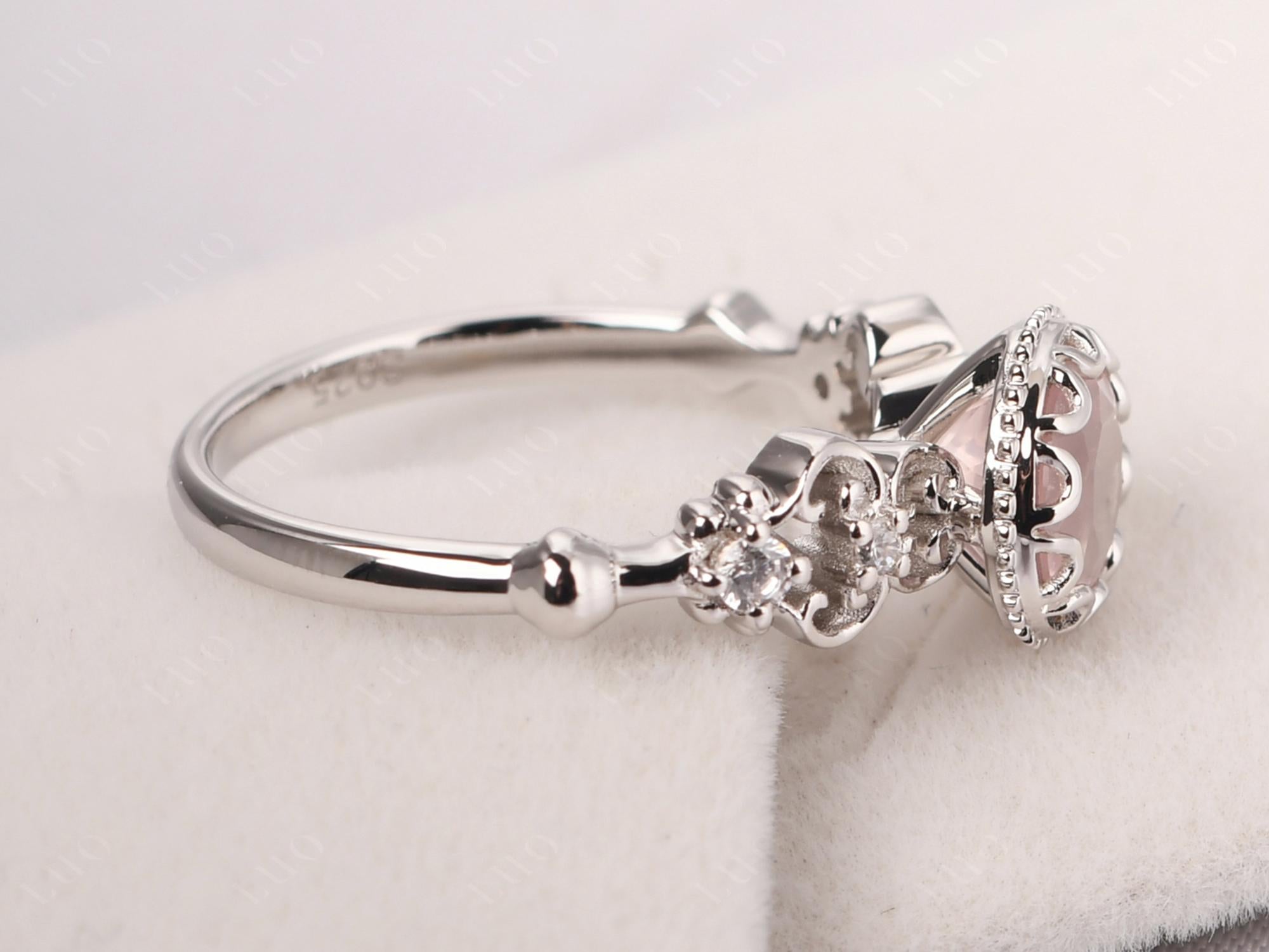 Art Deco Vintage Inspired Rose Quartz Ring - LUO Jewelry