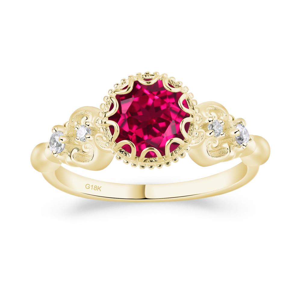 Art Deco Vintage Inspired Lab Grown Ruby Ring - LUO Jewelry #metal_18k yellow gold