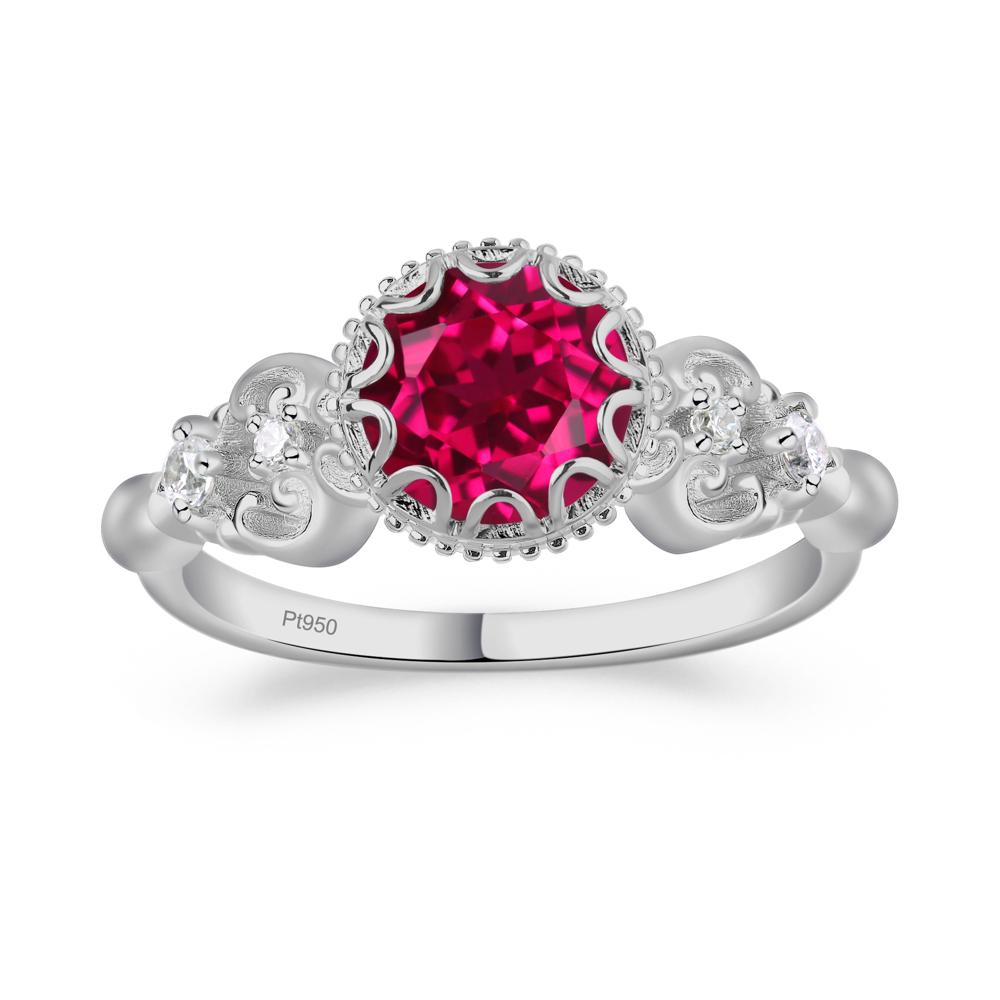 Art Deco Vintage Inspired Lab Grown Ruby Ring - LUO Jewelry #metal_platinum