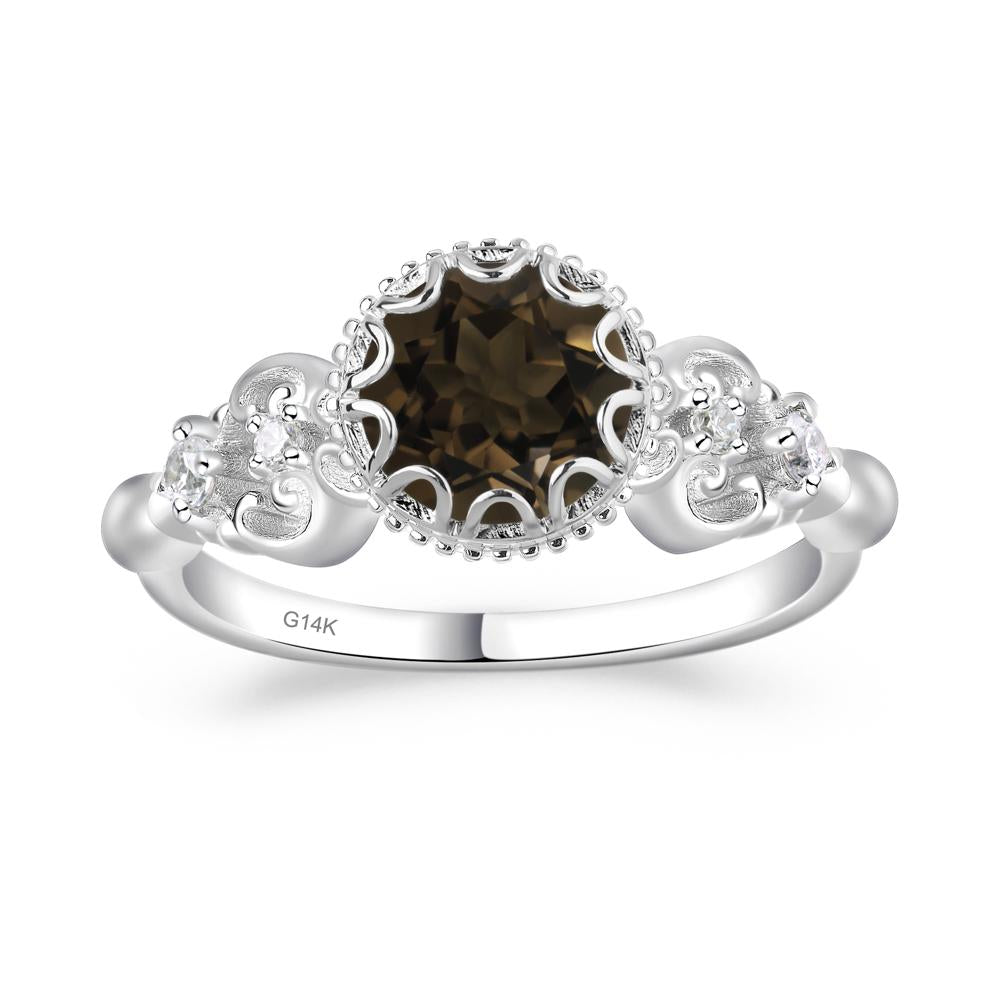 Art Deco Vintage Inspired Smoky Quartz Ring - LUO Jewelry #metal_14k white gold