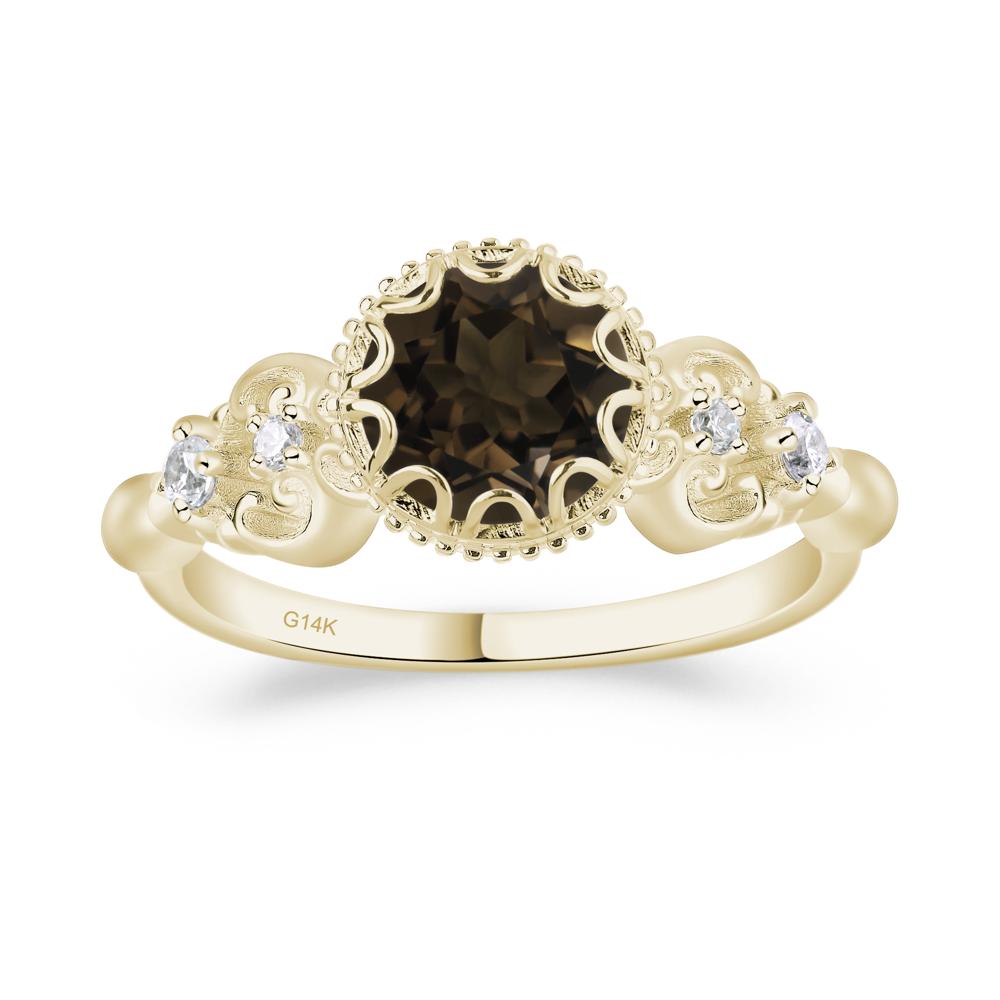 Art Deco Vintage Inspired Smoky Quartz Ring - LUO Jewelry #metal_14k yellow gold