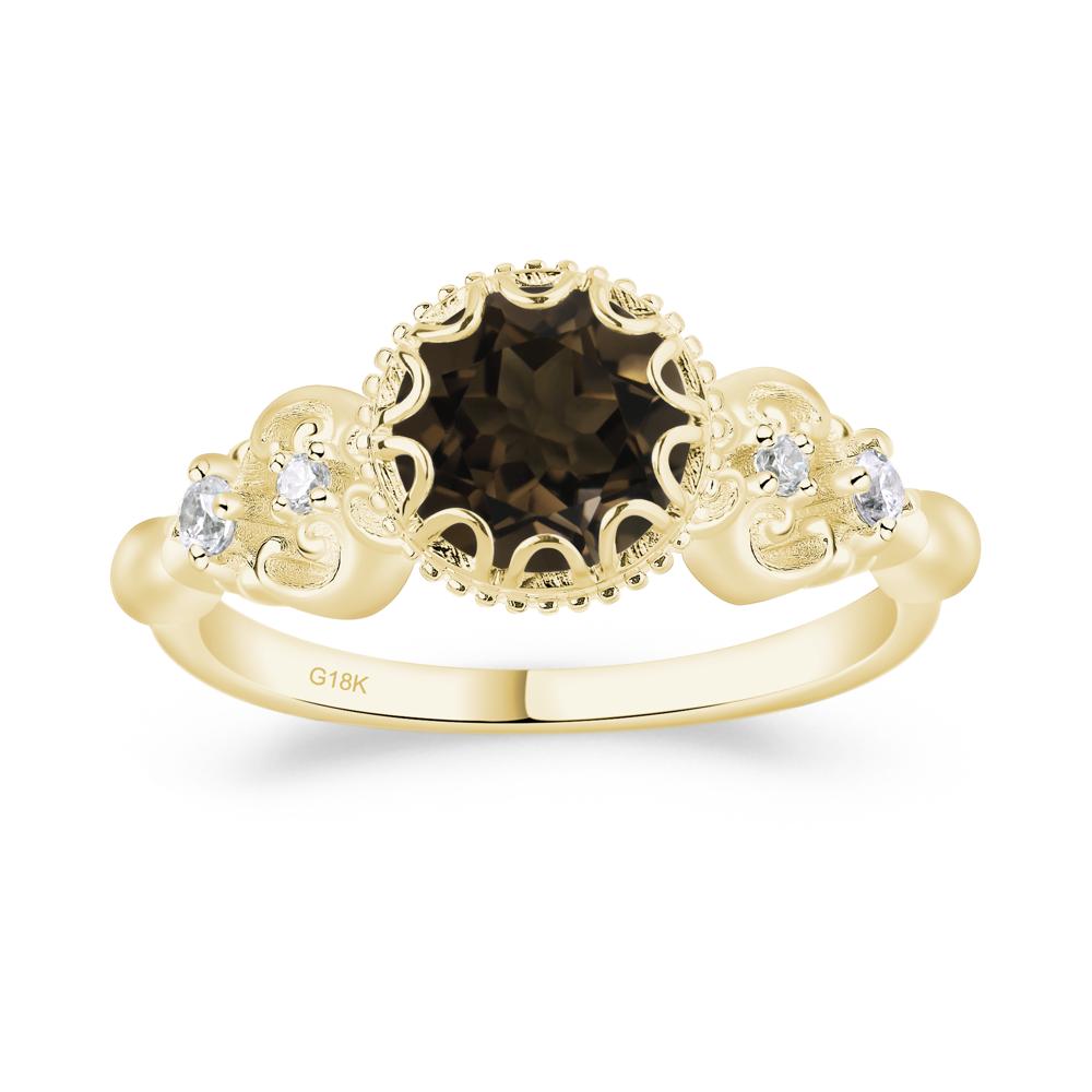 Art Deco Vintage Inspired Smoky Quartz Ring - LUO Jewelry #metal_18k yellow gold