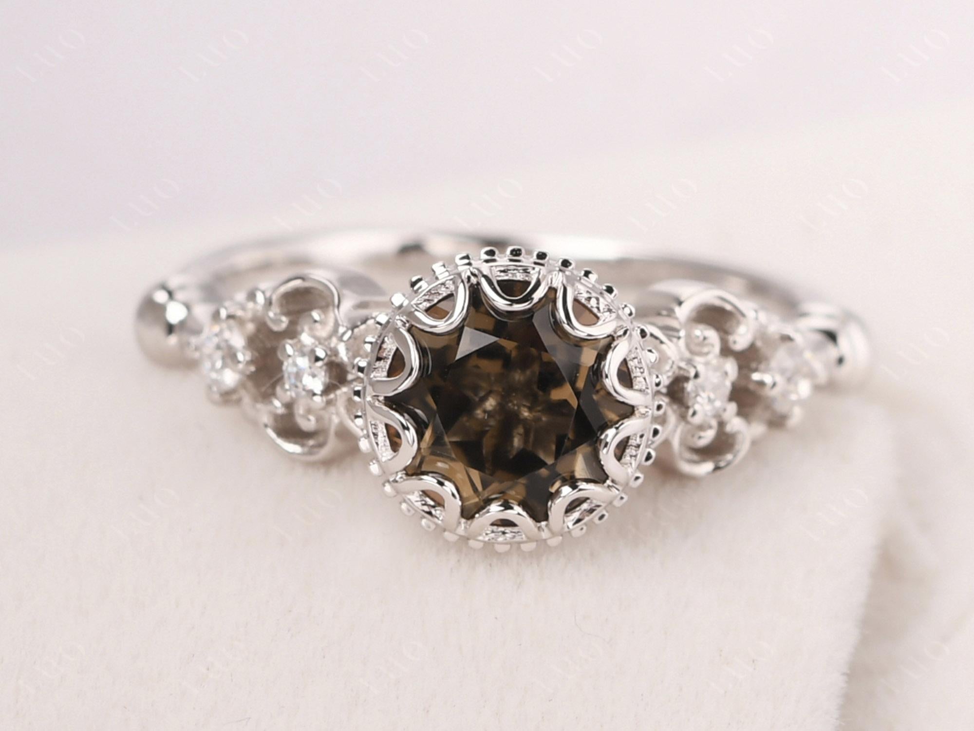 Art Deco Vintage Inspired Smoky Quartz Ring - LUO Jewelry