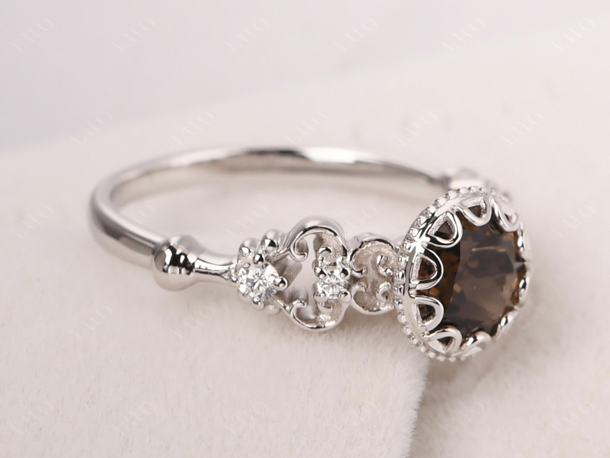 Art Deco Vintage Inspired Smoky Quartz Ring - LUO Jewelry