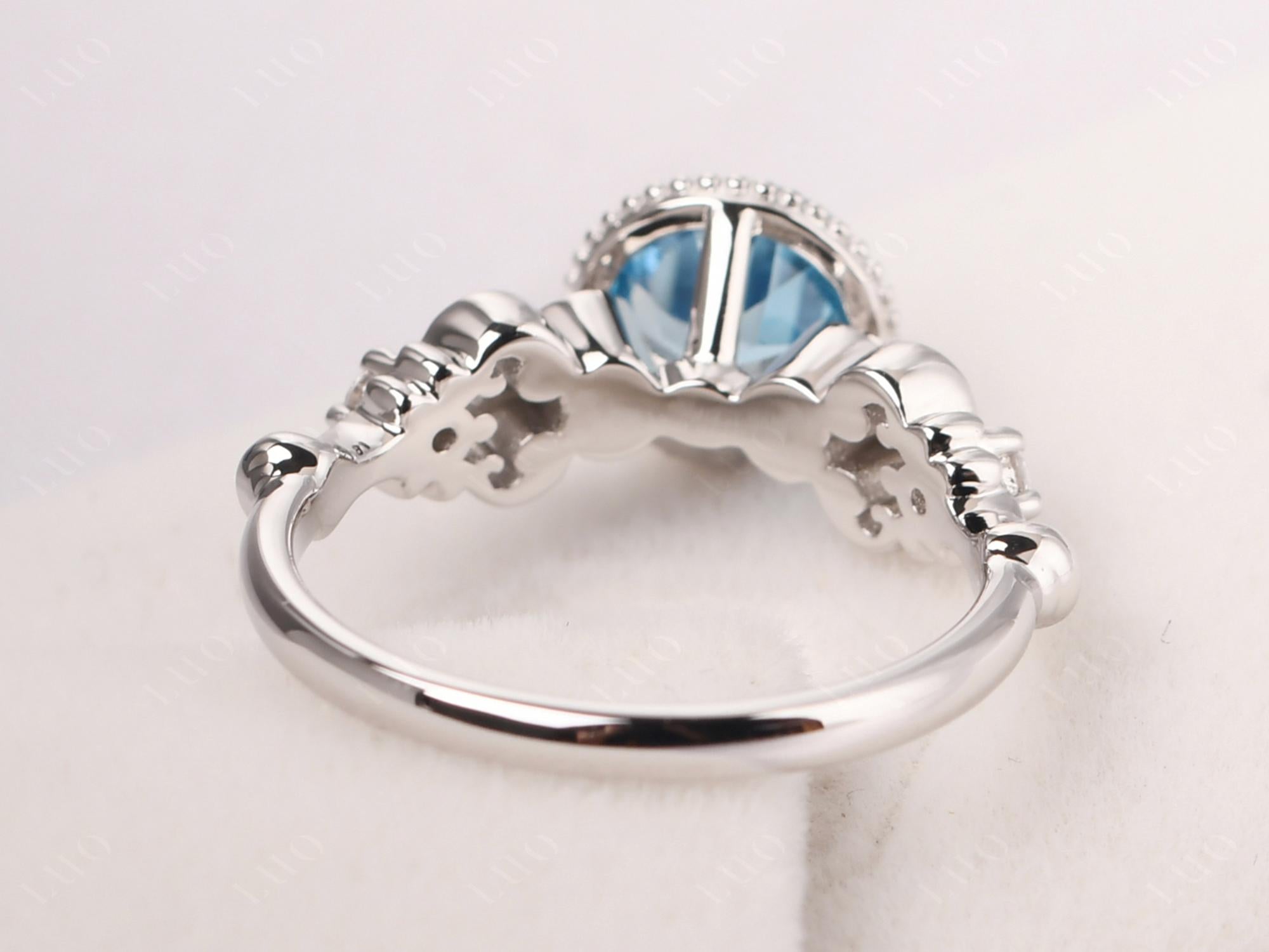 Art Deco Vintage Inspired Swiss Blue Topaz Ring - LUO Jewelry