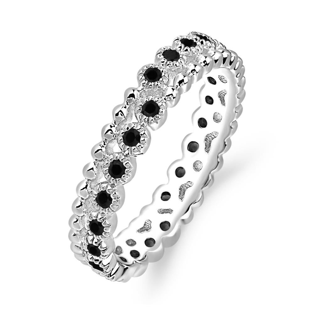 Vintage Inspired Black Spinel Eternity Ring - LUO Jewelry #metal_14k white gold