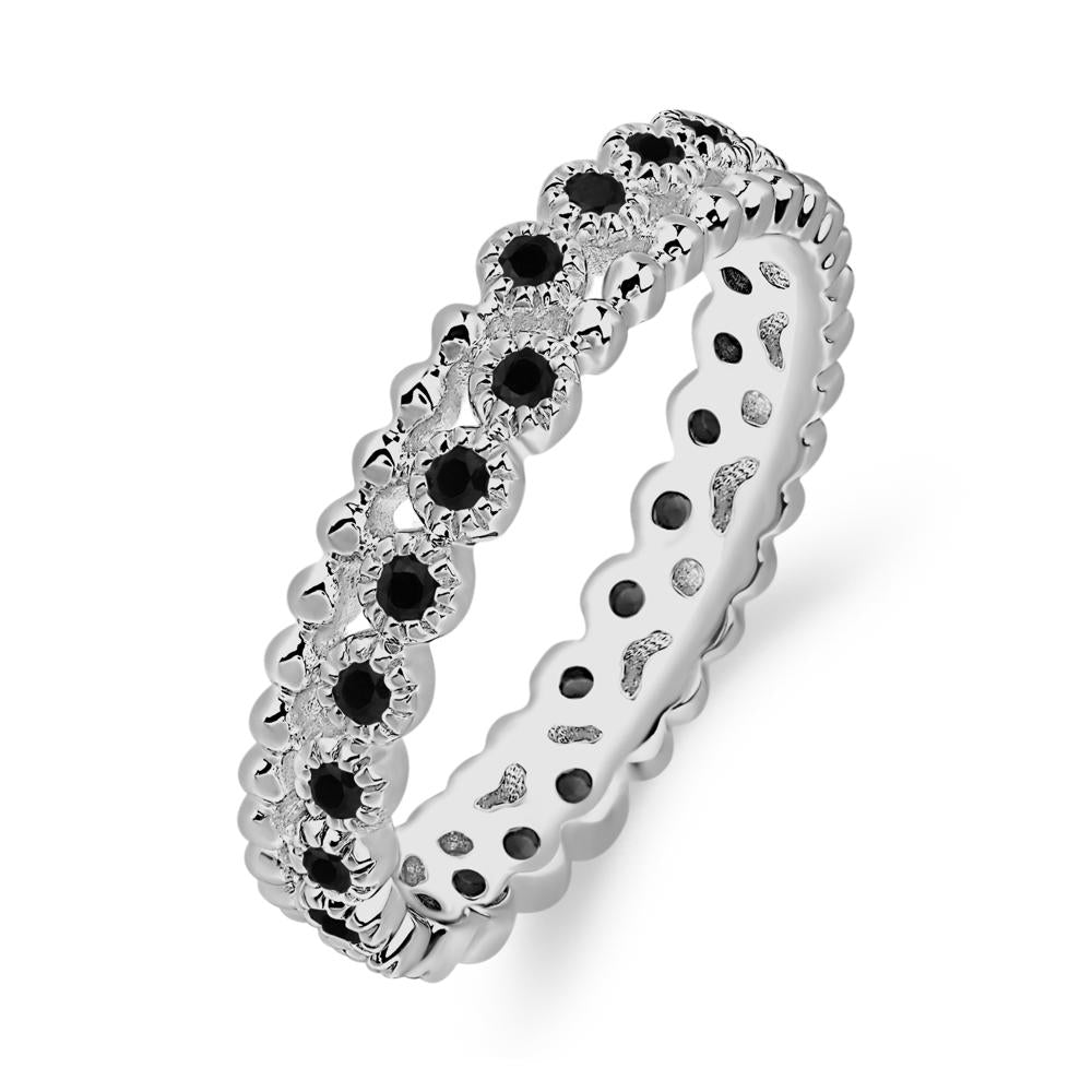 Vintage Inspired Black Spinel Eternity Ring - LUO Jewelry #metal_platinum