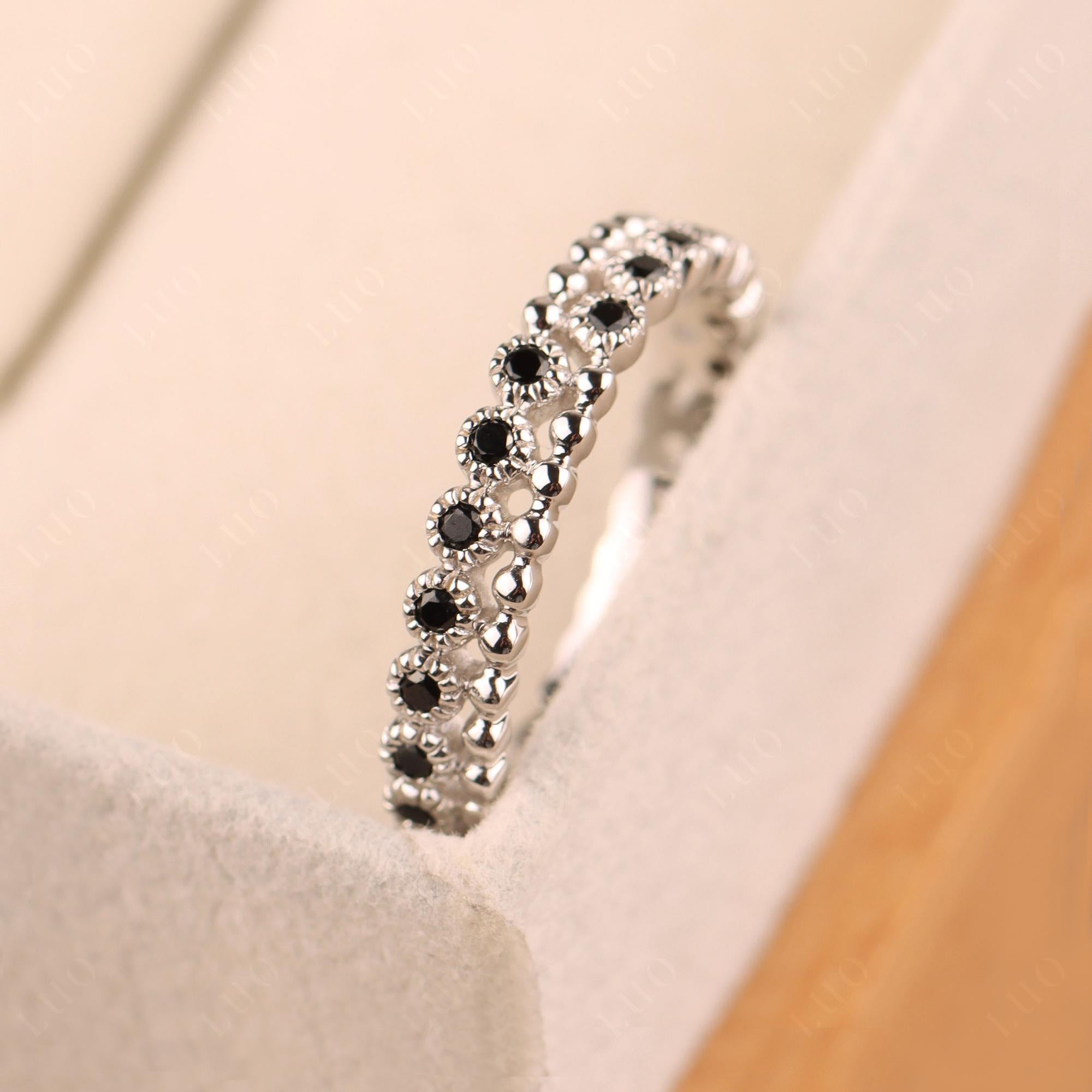 Vintage Inspired Black Spinel Eternity Ring - LUO Jewelry