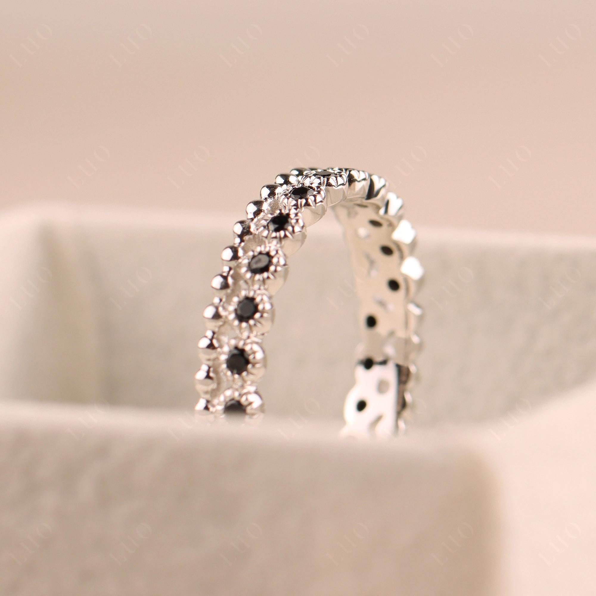 Vintage Inspired Black Spinel Eternity Ring - LUO Jewelry
