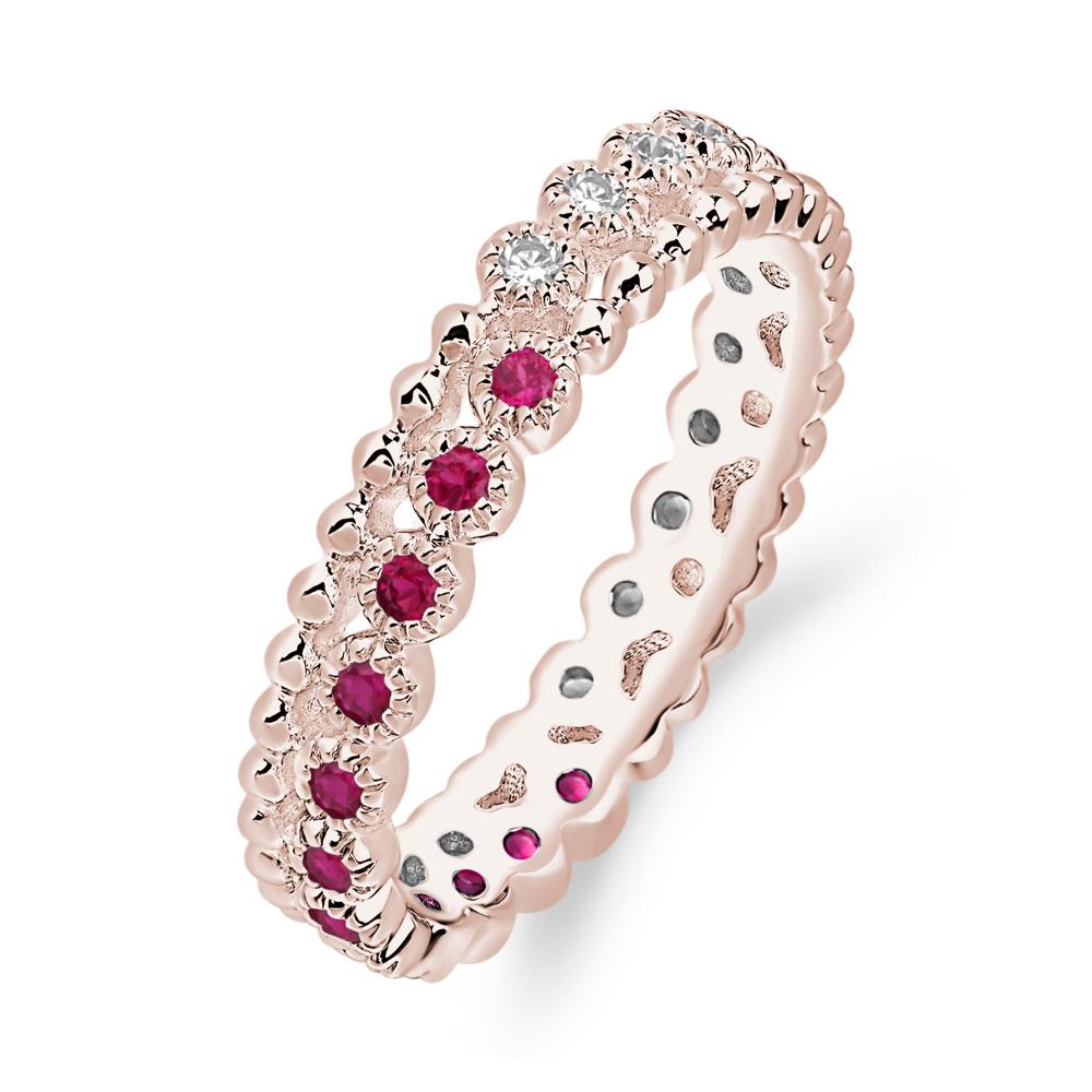Vintage Inspired Cubic Zirconia and Ruby Eternity Ring - LUO Jewelry #metal_14k rose gold