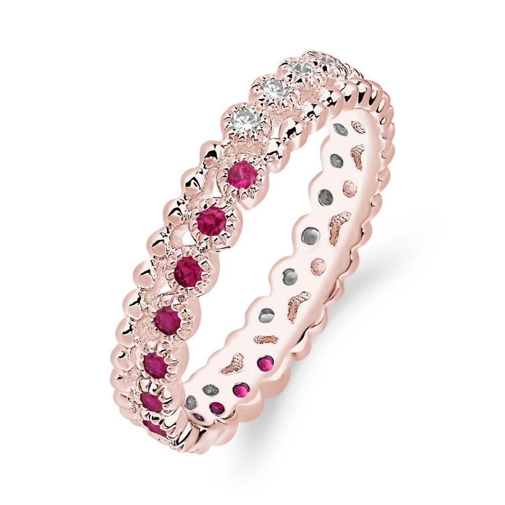 Vintage Inspired Cubic Zirconia and Ruby Eternity Ring - LUO Jewelry #metal_18k rose gold