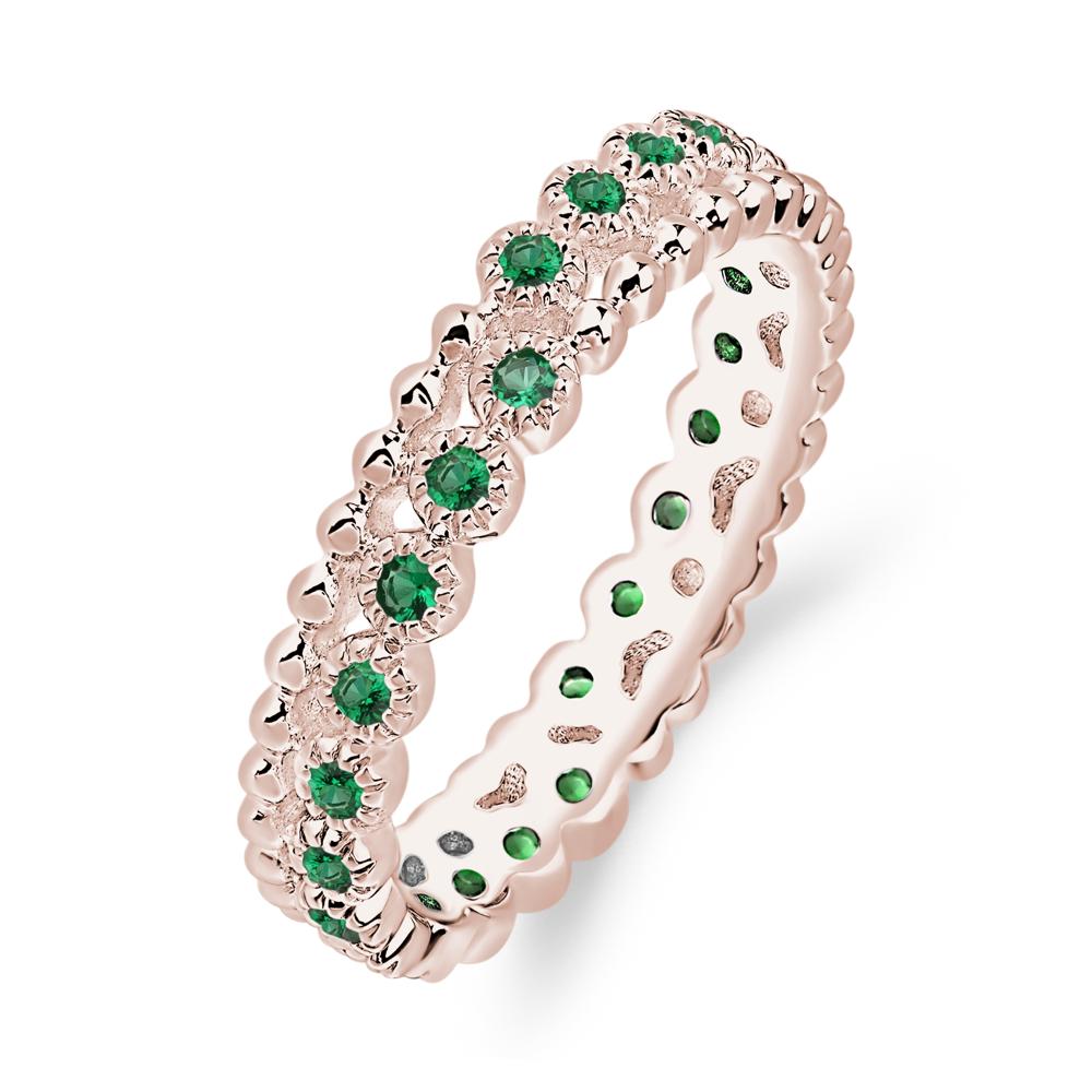 Vintage Inspired Lab Emerald Eternity Ring - LUO Jewelry #metal_14k rose gold