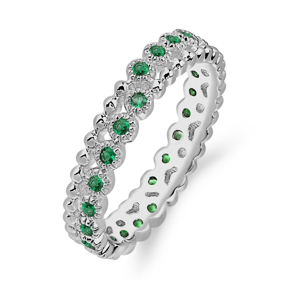 Vintage Inspired Lab Emerald Eternity Ring - LUO Jewelry #metal_platinum