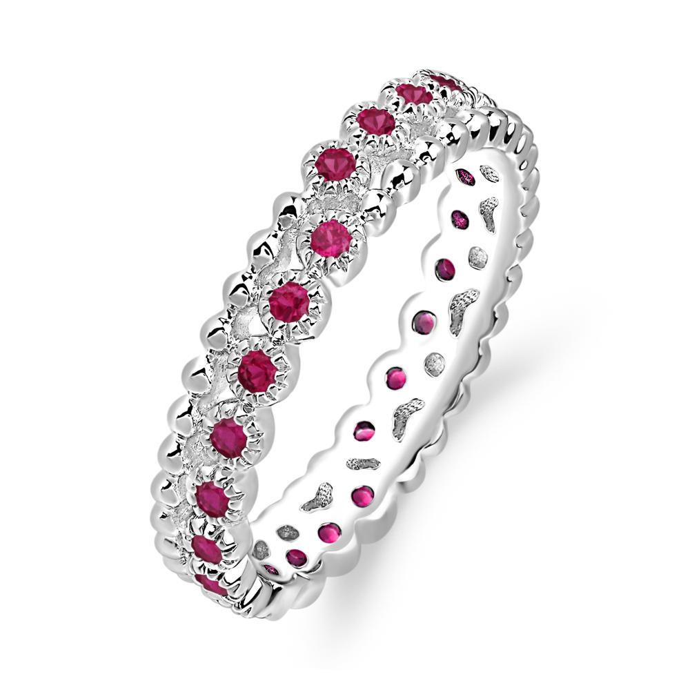 Vintage Inspired Lab Grown Ruby Eternity Ring - LUO Jewelry #metal_14k white gold